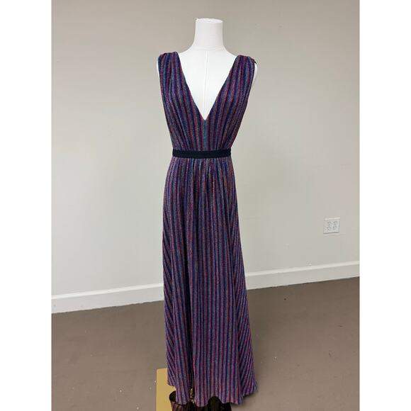 BCBGMAXAZRIA Metallic Multicolor Knit Sleeveless V-Neck Maxi Dress Size XXS - Picture 4 of 8
